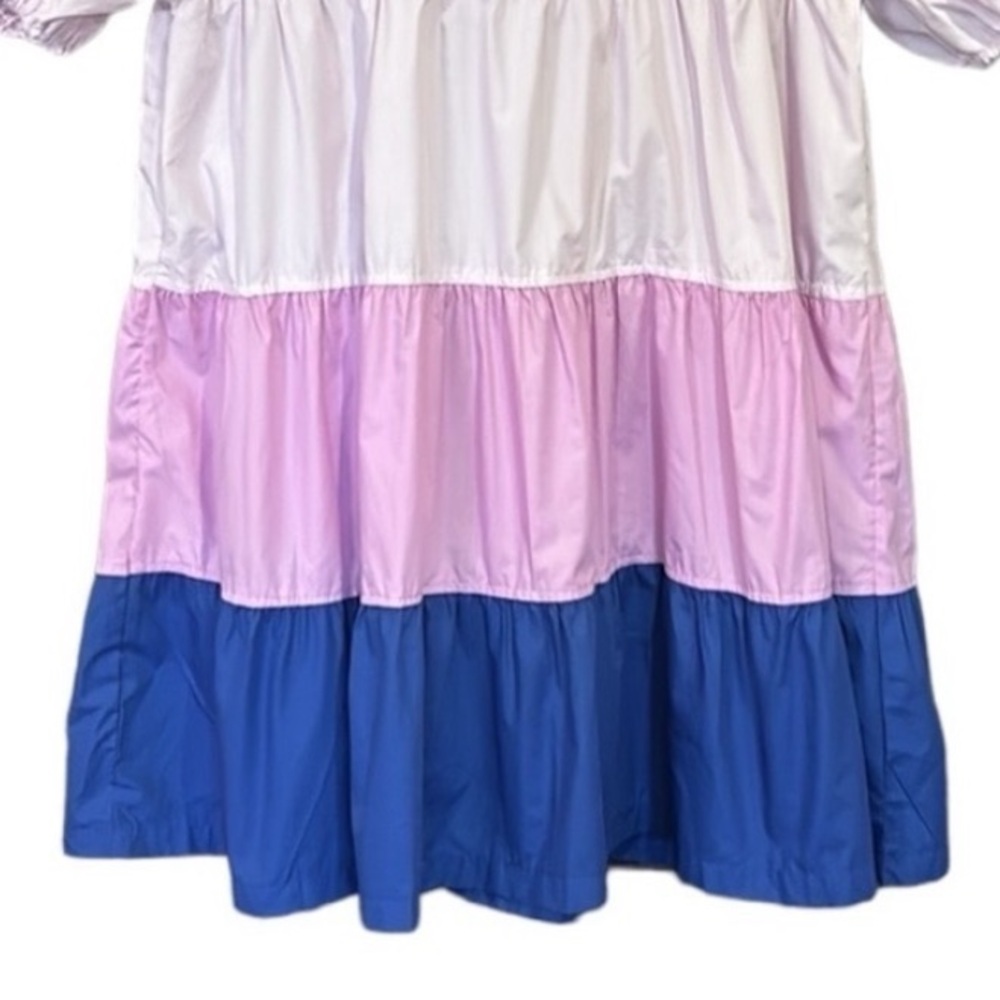 Aaron & Amber Tiered Colorblock Short Sleeve Babydoll Mini Dress Size Small - Picture 7 of 11